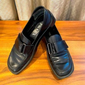 Women’s Black Leather Prada Loafers